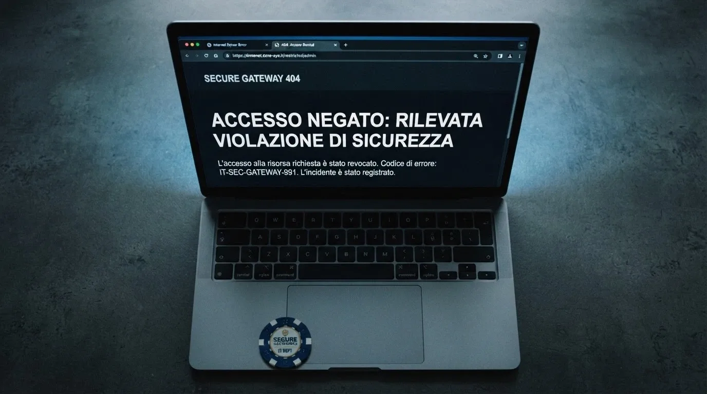 Schermata di un browser che mostra il messaggio di sito inibito con l'IP di reindirizzamento 217.175.53.72
