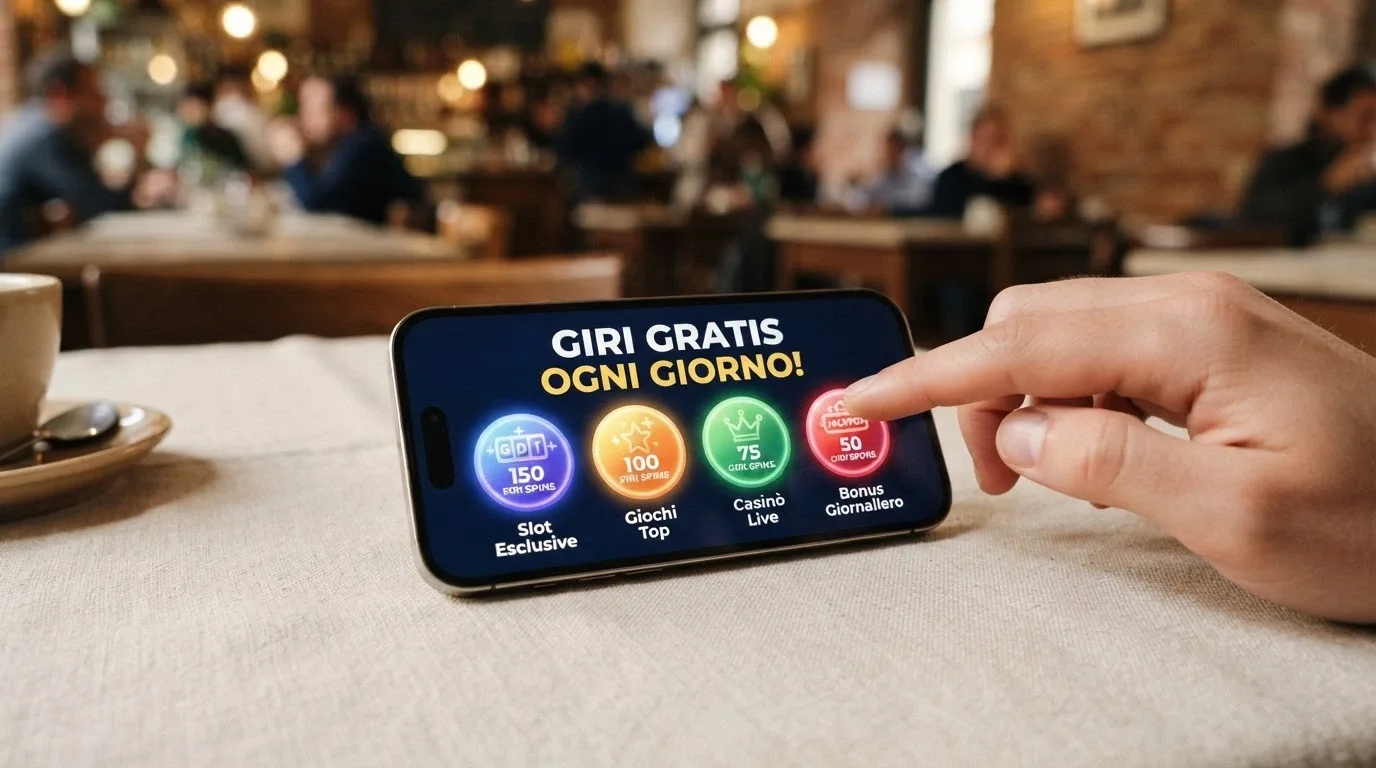 alt: Sezione promozionale di un casinò ADM con l'elenco dei giri gratuiti disponibili senza deposito