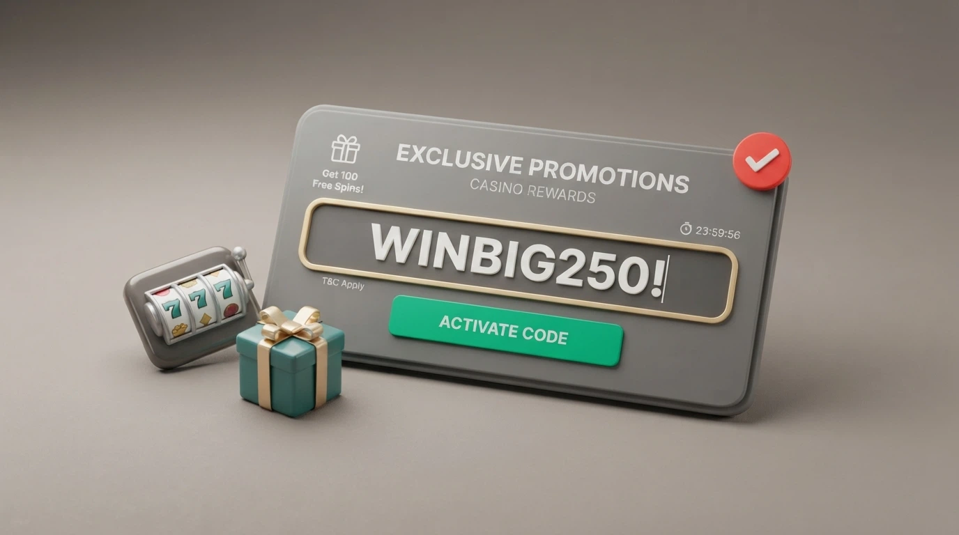Schermata di un casinò ADM con il menu promozioni aperto e una notifica di nuovo codice bonus disponibile