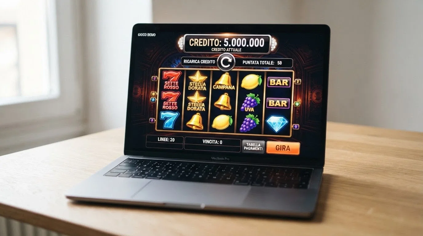 Contatore di crediti virtuali nella modalità demo di una slot con il pulsante di ricarica