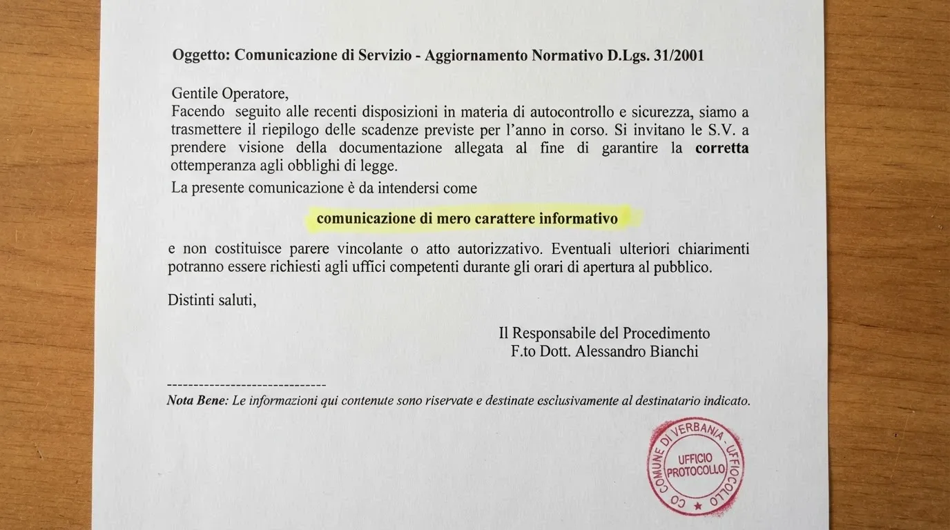 Un estratto di documento normativo con il timbro ADM e la scritta «comunicazione di mero carattere informativo» evidenziata