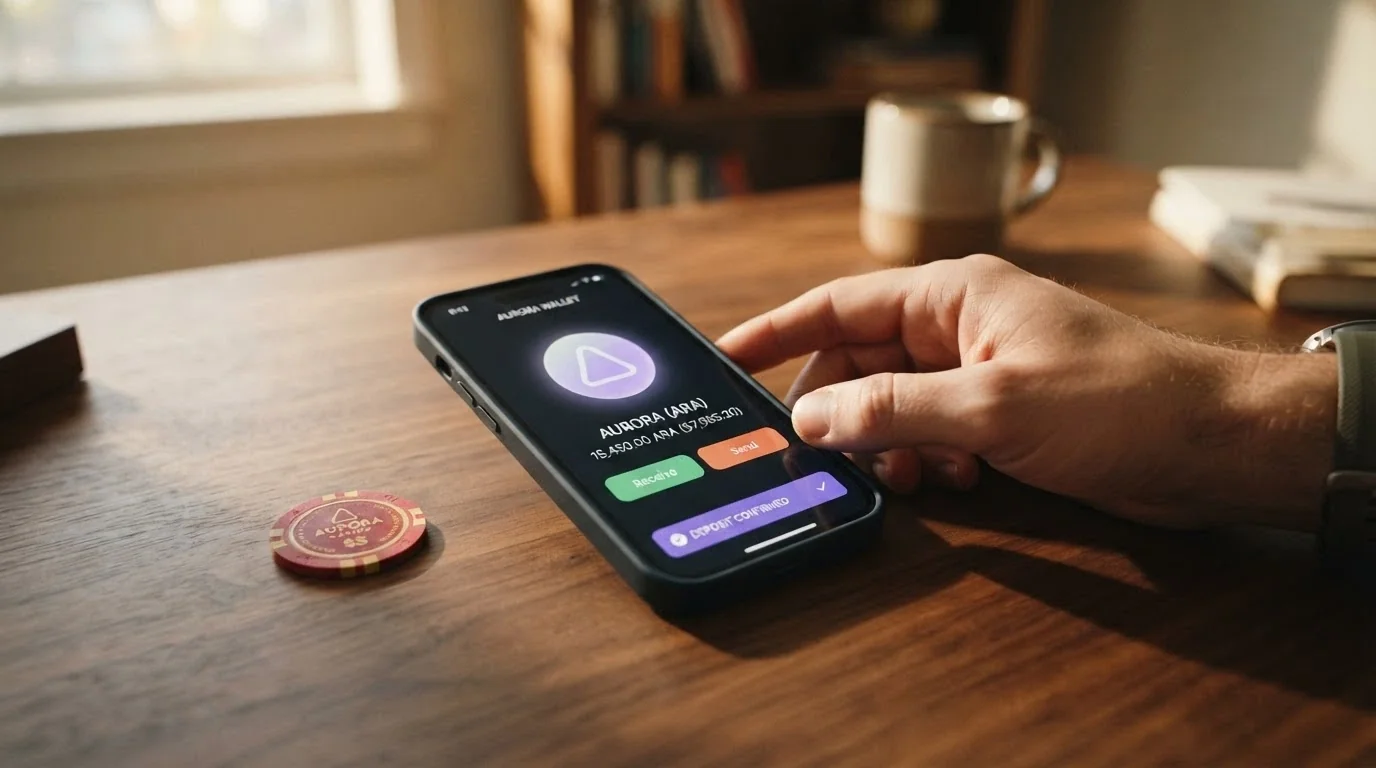 Wallet MetaMask aperto su smartphone con transazione ETH in corso verso un casinò online