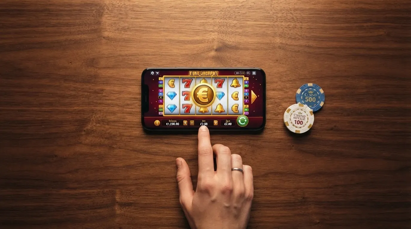 Uno smartphone che mostra un casinò online con giri gratis attivi sullo schermo