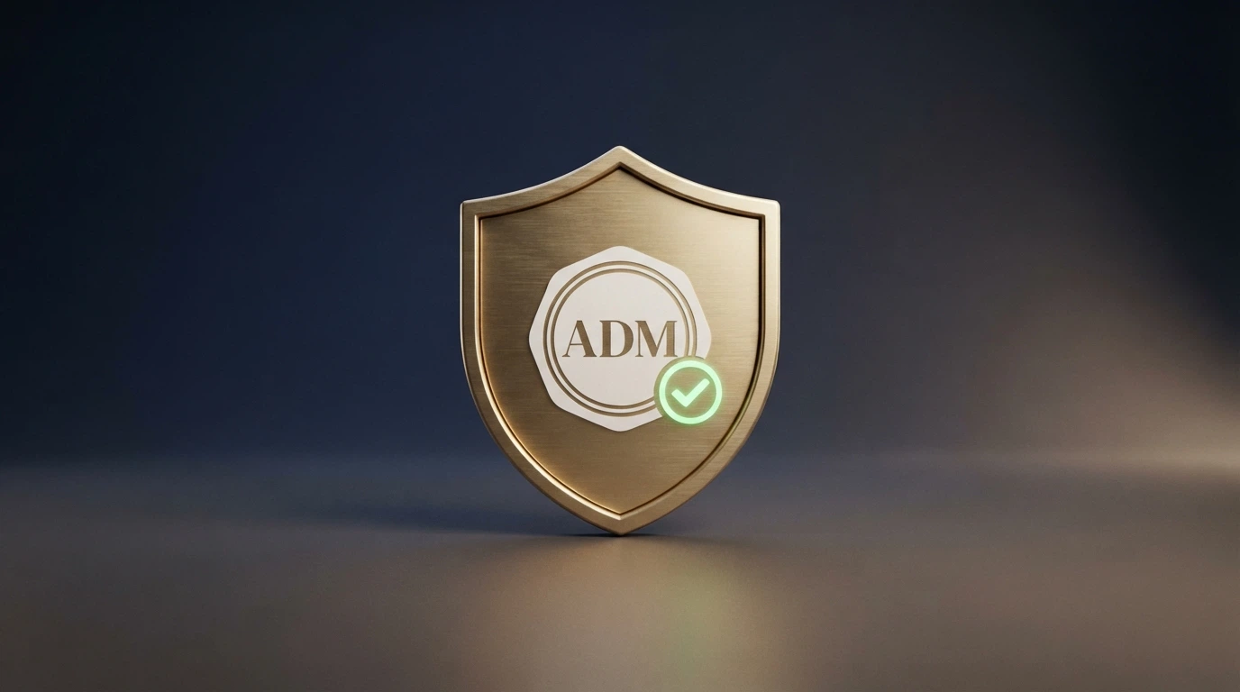 Logo ADM e simbolo del gioco legale italiano su schermo di un casinò live
