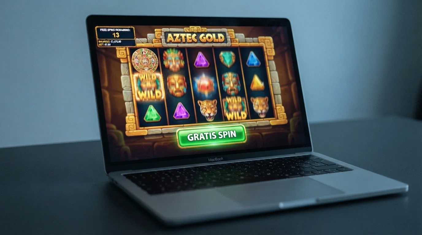 Il primo piano di una slot machine online con il pulsante «Gratis» evidenziato e il contatore dei giri in alto