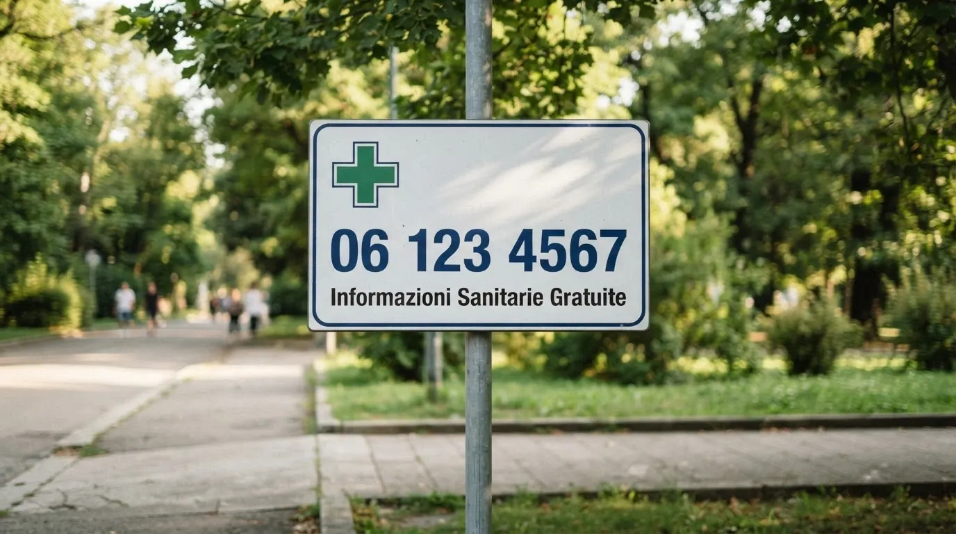 Il numero 800 558822 stampato su un cartello con il logo del Ministero della Salute e la scritta «Gioco Responsabile» in italiano