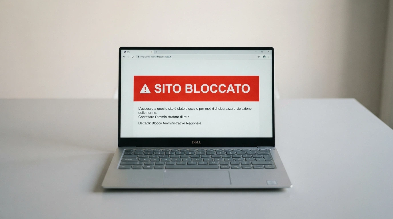 Schermata di avviso di blocco DNS di un sito di casinò non autorizzato in Italia